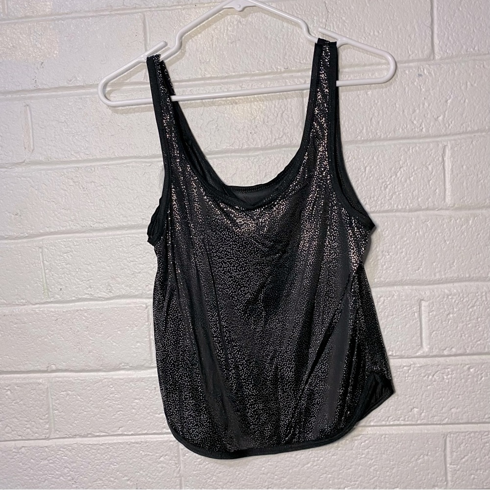 Vintage Made in Italy Nylon Lingerie Glittery Tank Top Sheer Sparkly Metallic
